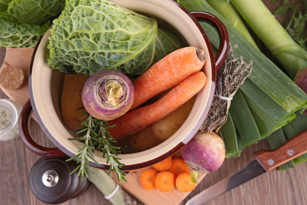 Ensemble de légumes pour faire un pot au feu